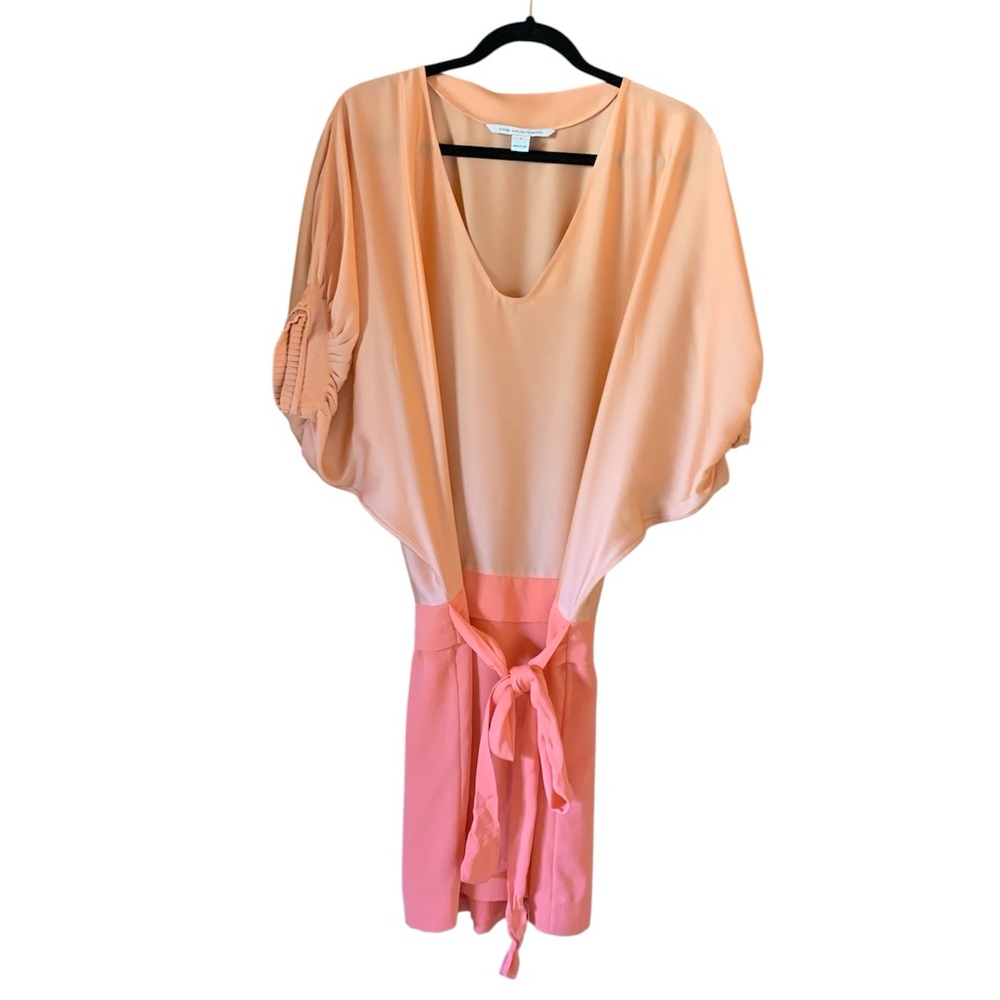 DIANE von FURSTENBERG womens Edna midi dress peach silk size 6 graduation party
